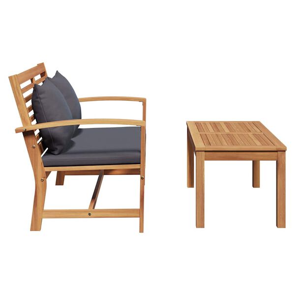Gartenbank Teak Massivholz Braun und Dunkelgrau 110 x 66 x 76 cm