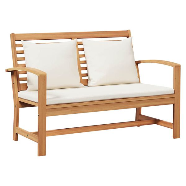 Gartenbank Teak Massivholz Braun und Creme 110 x 66 x 76 cm