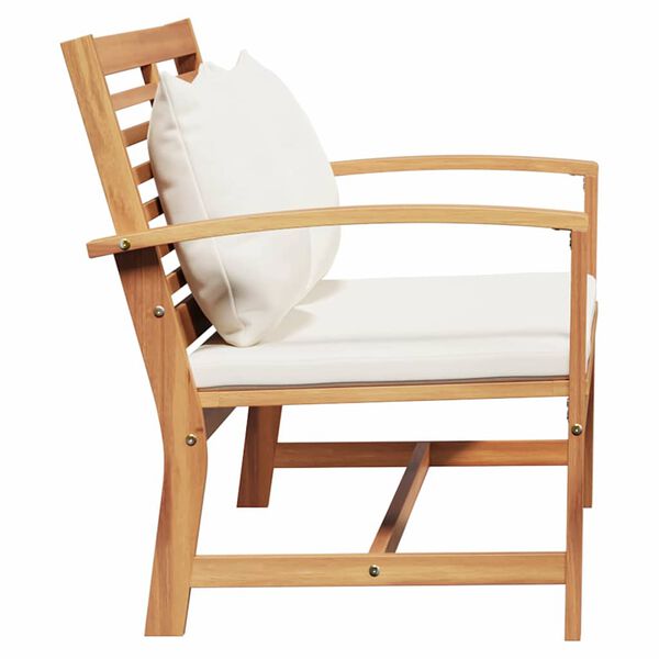 Gartenbank Teak Massivholz Braun und Creme 110 x 66 x 76 cm