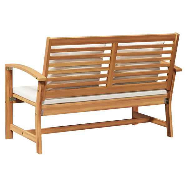 Gartenbank Teak Massivholz Braun und Creme 110 x 66 x 76 cm