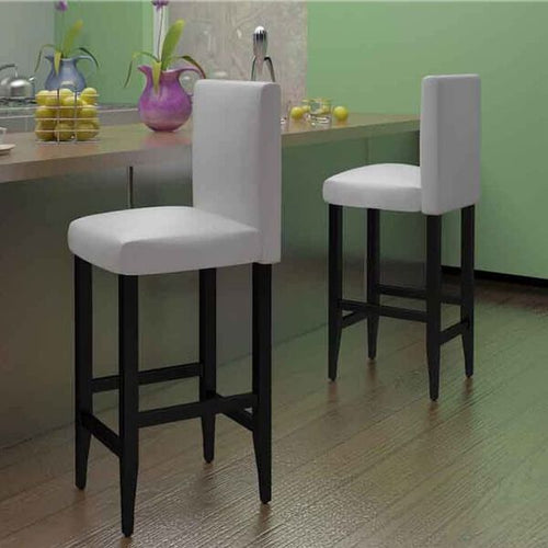 2er Set Barhocker Weiß mit Rückenlehne 41 x 45 x 108 cm