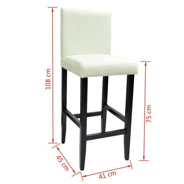 2er Set Barhocker Weiß mit Rückenlehne 41 x 45 x 108 cm