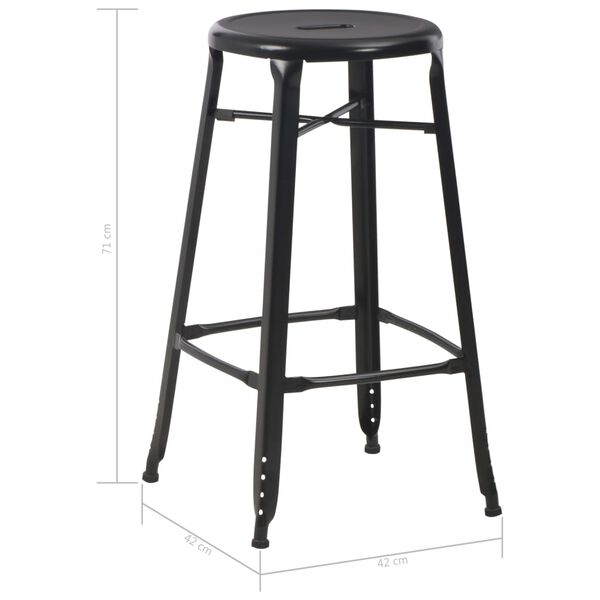 2er Set Barhocker Schwarz Stahl Industrial Design 42 x 42 x 71 cm