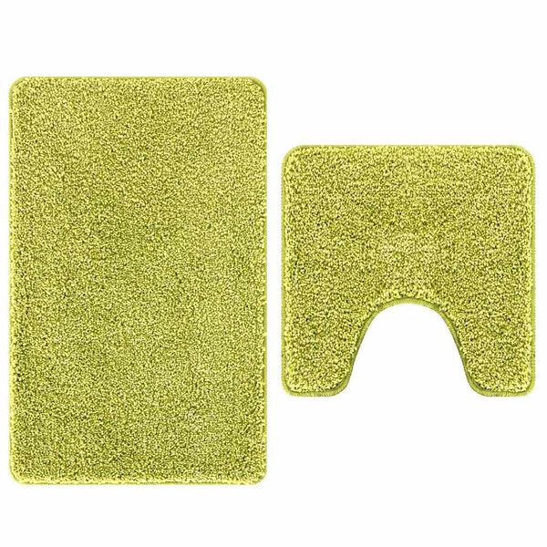 2er Set Badematte Grün Rutschfest Waschbar 50x50 & 60x90 cm
