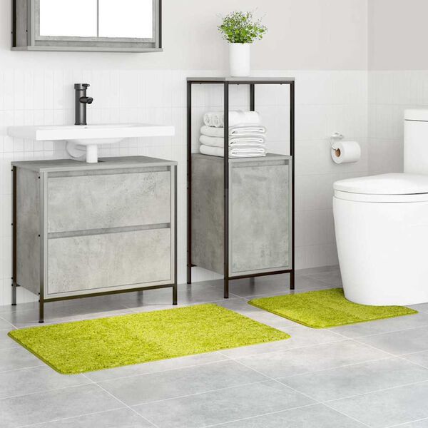 2er Set Badematte Grün Rutschfest Waschbar 50x50 & 60x90 cm