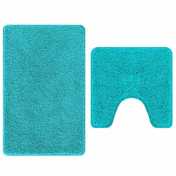 2er Set Badematte Türkis Rutschfest Waschbar 50x50 & 60x90 cm
