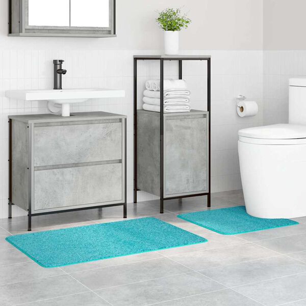 2er Set Badematte Türkis Rutschfest Waschbar 50x50 & 60x90 cm