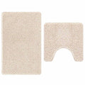 2er Set Badematte Creme Rutschfest Waschbar 50x50 & 60x90 cm