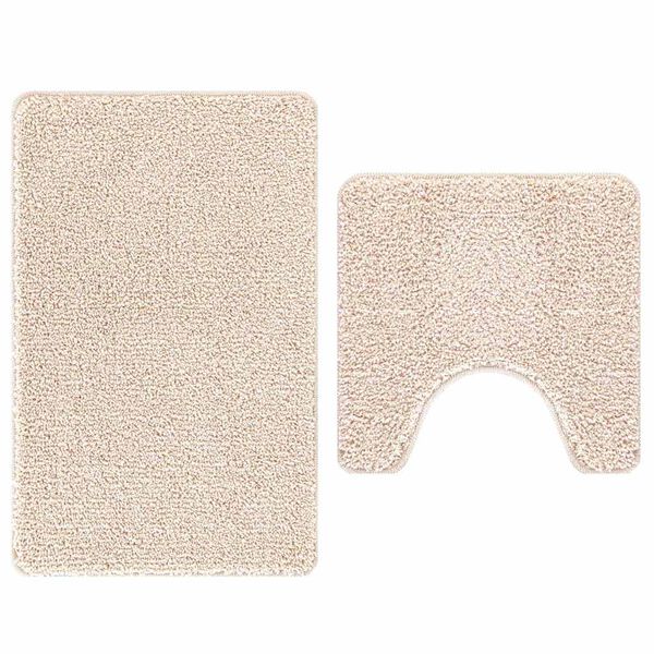 2er Set Badematte Creme Rutschfest Waschbar 50x50 & 60x90 cm