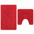 2er Set Badematte Rot Rutschfest Waschbar 50x50 & 60x90 cm