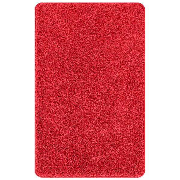2er Set Badematte Rot Rutschfest Waschbar 50x50 & 60x90 cm