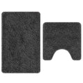 2er Set Badematte Dunkelgrau Rutschfest Waschbar 50x50 & 60x90 cm