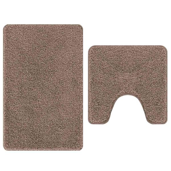 2er Set Badematte Braun Rutschfest Waschbar 50x50 & 60x90 cm