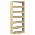 Bücherregal mit 6 Regalen aus Holz Massiv Sonoma Eiche 80 x 30 x 198 cm