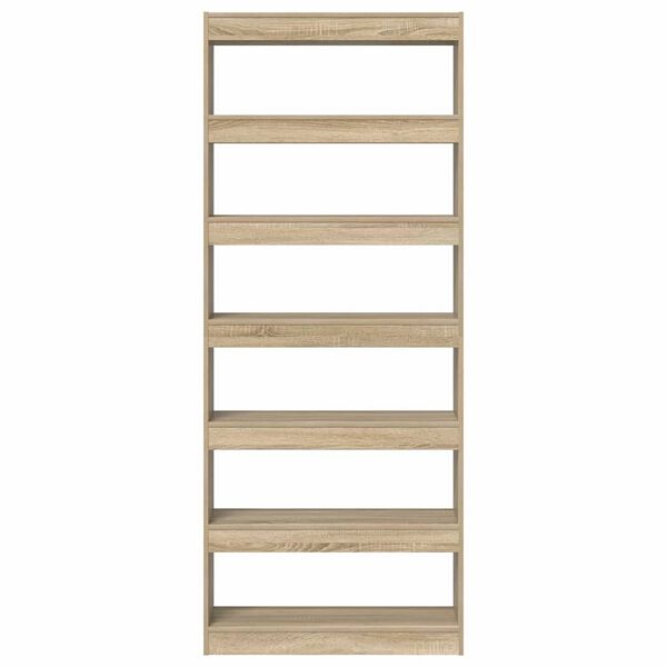 Bücherregal mit 6 Regalen aus Holz Massiv Sonoma Eiche 80 x 30 x 198 cm