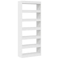 Bücherregal mit 6 Regalen aus Holz Massiv Weiß 80 x 30 x 198 cm