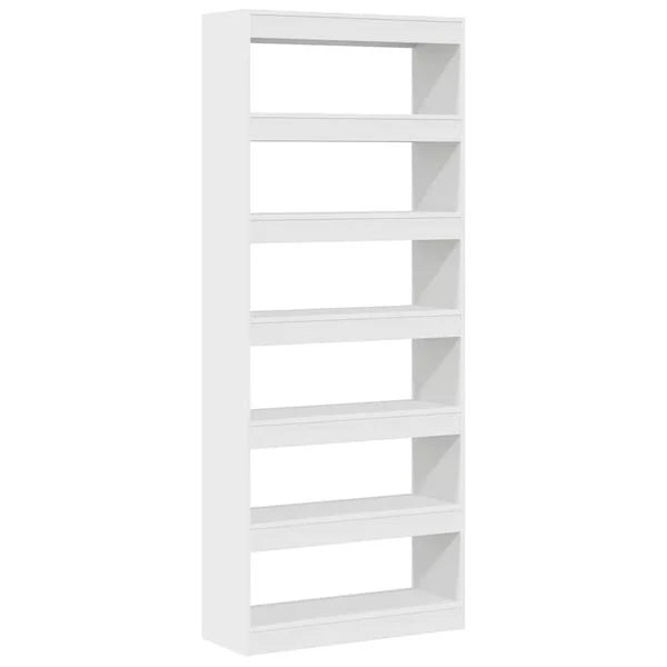 Bücherregal mit 6 Regalen aus Holz Massiv Weiß 80 x 30 x 198 cm