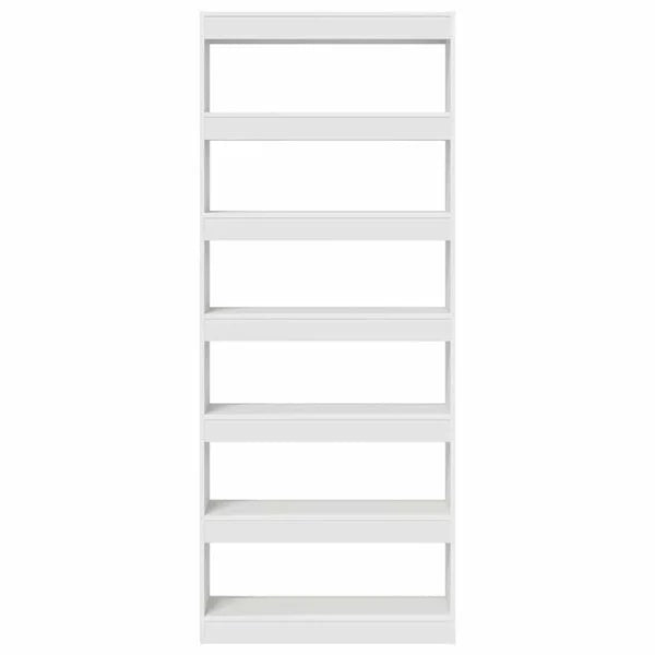 Bücherregal mit 6 Regalen aus Holz Massiv Weiß 80 x 30 x 198 cm
