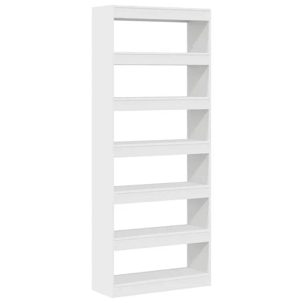 Bücherregal mit 6 Regalen aus Holz Massiv Weiß 80 x 30 x 198 cm