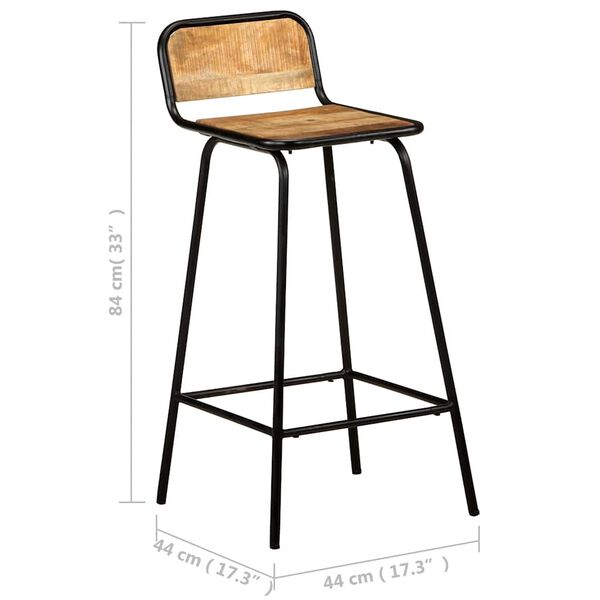 2er Set Barhocker Mango Massivholz & Stahl 84 cm