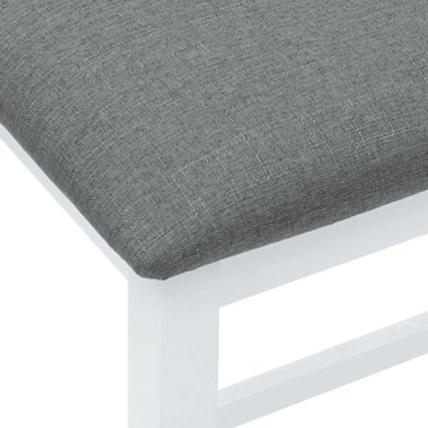 2er Set Barhocker Weiß und Grau Stoff Gummibaumholz Gepolstert