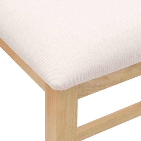 2er Set Barhocker Natur und Weiß Stoff Gummibaumholz Gepolstert
