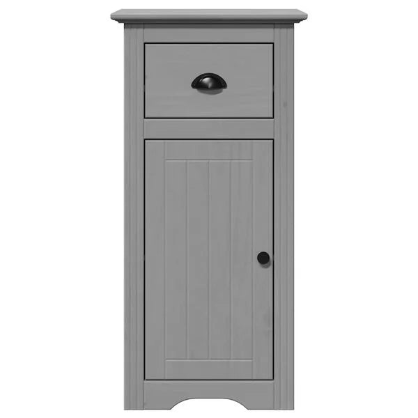 Badezimmerschrank Holz Massiv Grau mit Schublade & Tür 44 x 30 x 90 cm