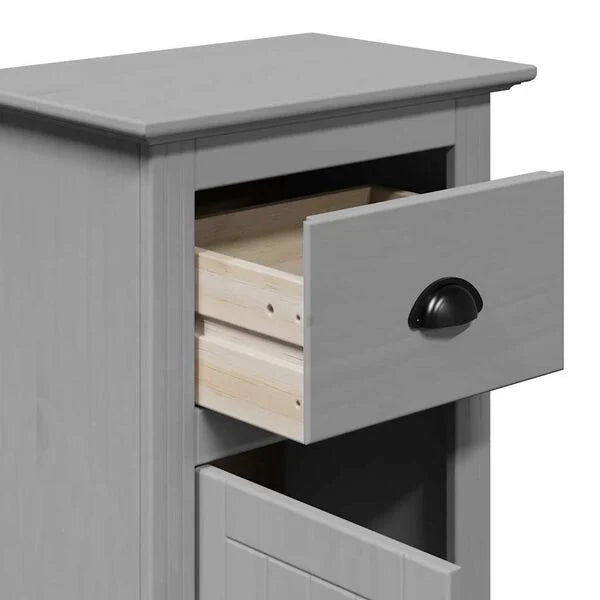 Badezimmerschrank Holz Massiv Grau mit Schublade & Tür 44 x 30 x 90 cm