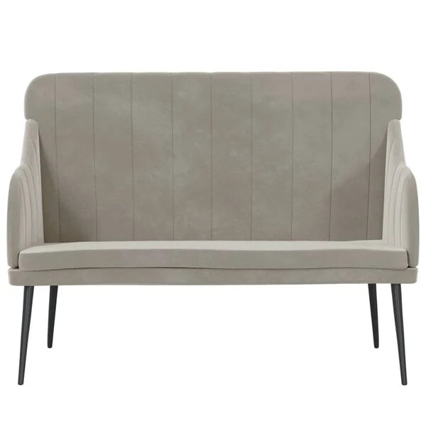 Sofa 2-Sitzer Samt Hellgrau mit Rückenlehne & Metallgestell 110 x 76 x 80 cm