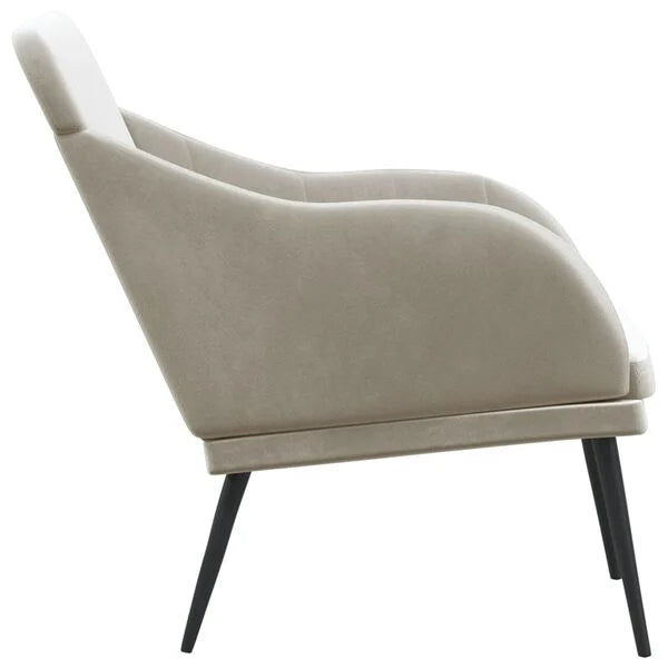 Sofa 2-Sitzer Samt Hellgrau mit Rückenlehne & Metallgestell 110 x 76 x 80 cm