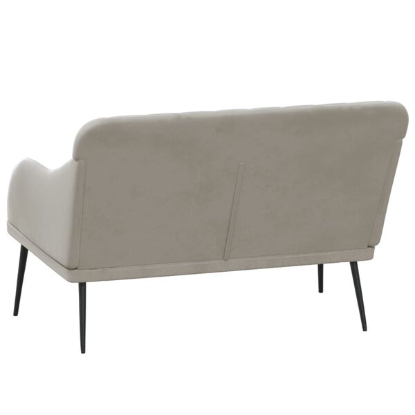 Sofa 2-Sitzer Samt Hellgrau mit Rückenlehne & Metallgestell 110 x 76 x 80 cm