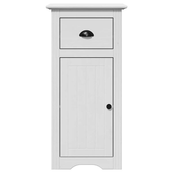 Badezimmerschrank Holz Massiv Weiß mit Schublade & Tür 44 x 30 x 90 cm