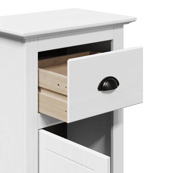 Badezimmerschrank Holz Massiv Weiß mit Schublade & Tür 44 x 30 x 90 cm