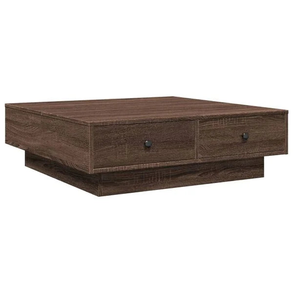 Couchtisch Braun Eiche 90x90x28 cm Holzwerkstoff mit Schublade