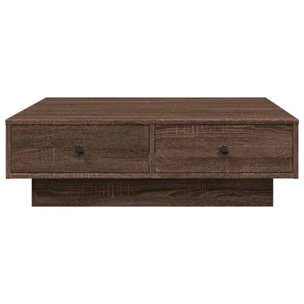Couchtisch Braun Eiche 90x90x28 cm Holzwerkstoff mit Schublade