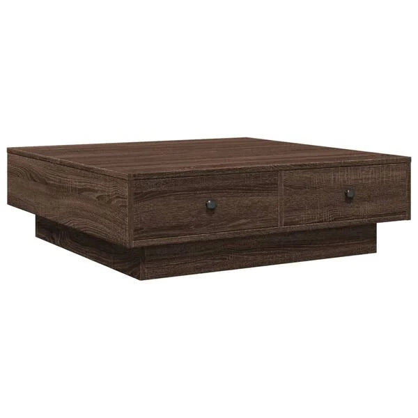 Couchtisch Braun Eiche 90x90x28 cm Holzwerkstoff mit Schublade