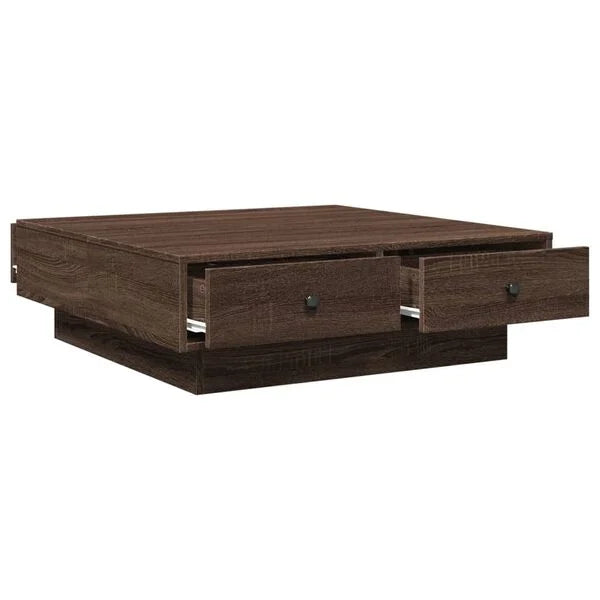 Couchtisch Braun Eiche 90x90x28 cm Holzwerkstoff mit Schublade