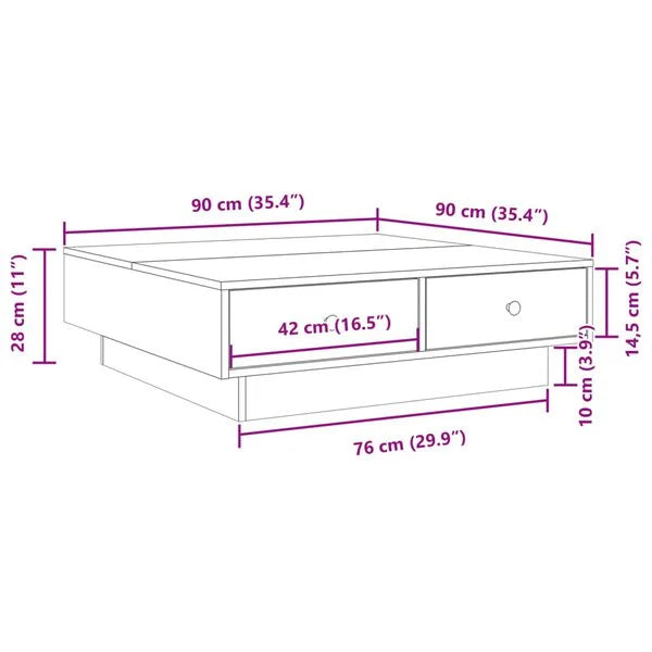 Couchtisch Artisan-Eiche 90x90x28 cm Holzwerkstoff mit Schublade