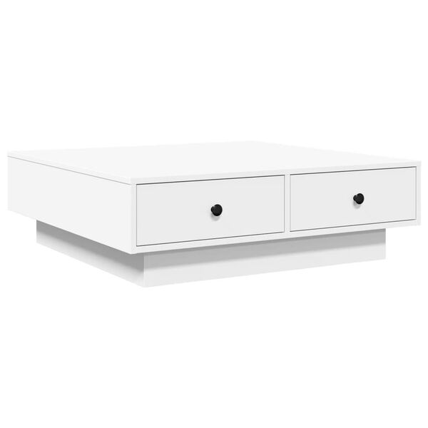 Couchtisch Weiß 90x90x28 cm Holzwerkstoff mit Schublade