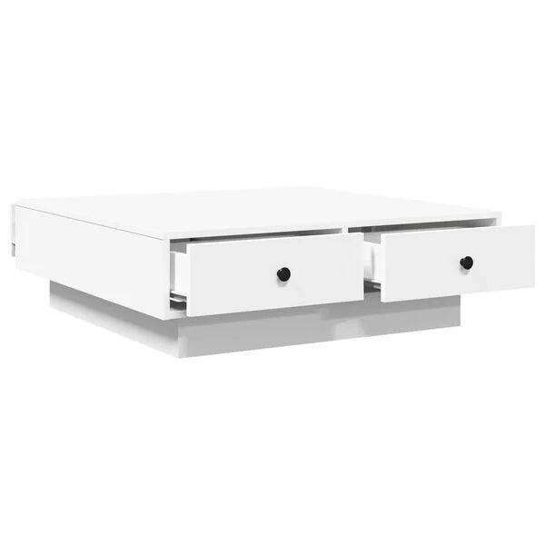 Couchtisch Weiß 90x90x28 cm Holzwerkstoff mit Schublade