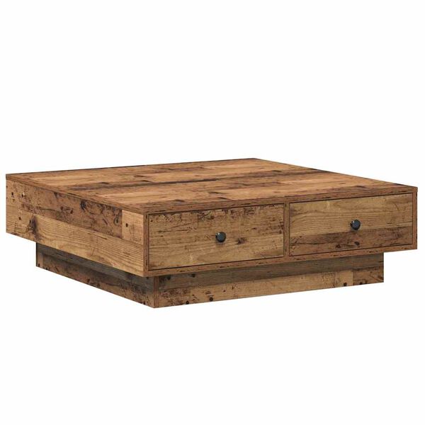 Couchtisch Altholz Braun 90x90x28 cm Holzwerkstoff mit Schublade