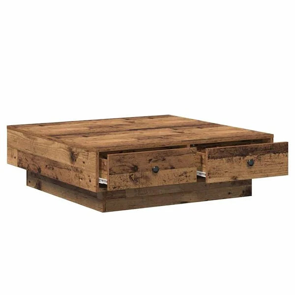Couchtisch Altholz Braun 90x90x28 cm Holzwerkstoff mit Schublade