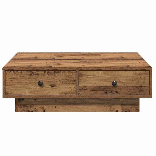 Couchtisch Altholz Braun 90x90x28 cm Holzwerkstoff mit Schublade