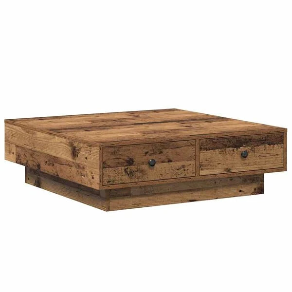 Couchtisch Altholz Braun 90x90x28 cm Holzwerkstoff mit Schublade