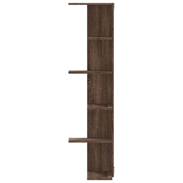 Wand-Eckregal Braun Eiche 36,5x36,5x140 cm Holzwerkstoff 5 Ablagen