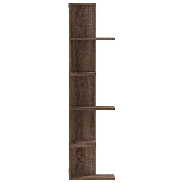Wand-Eckregal Braun Eiche 36,5x36,5x140 cm Holzwerkstoff 5 Ablagen