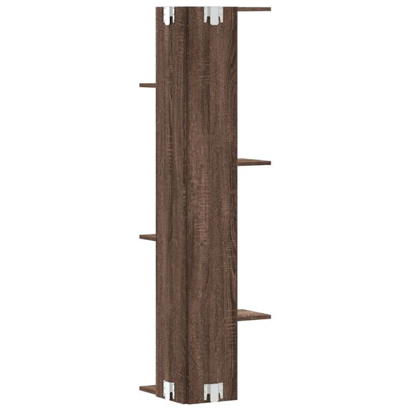 Wand-Eckregal Braun Eiche 36,5x36,5x140 cm Holzwerkstoff 5 Ablagen