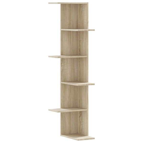 Wand-Eckregal Sonoma Eiche 36,5x36,5x140 cm Holzwerkstoff 5 Ablagen