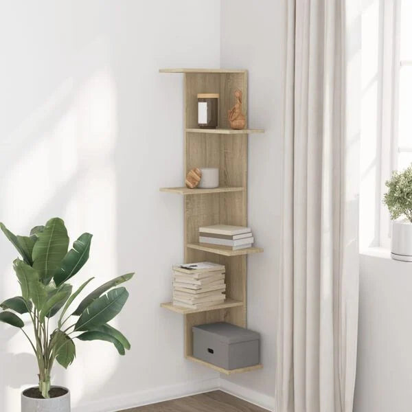 Wand-Eckregal Sonoma Eiche 36,5x36,5x140 cm Holzwerkstoff 5 Ablagen