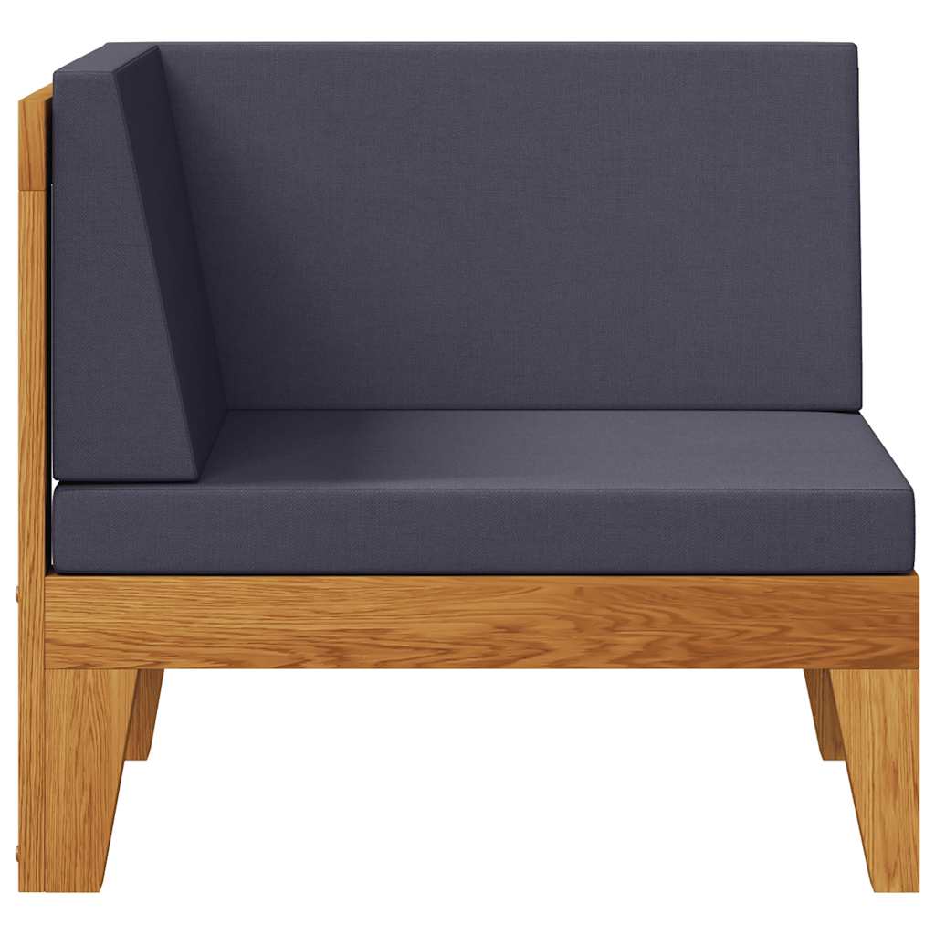 Ecksofa Lounge Holz Akazie Massiv Natur Dunkelgrau 68,5 x 68,5 x 62 cm